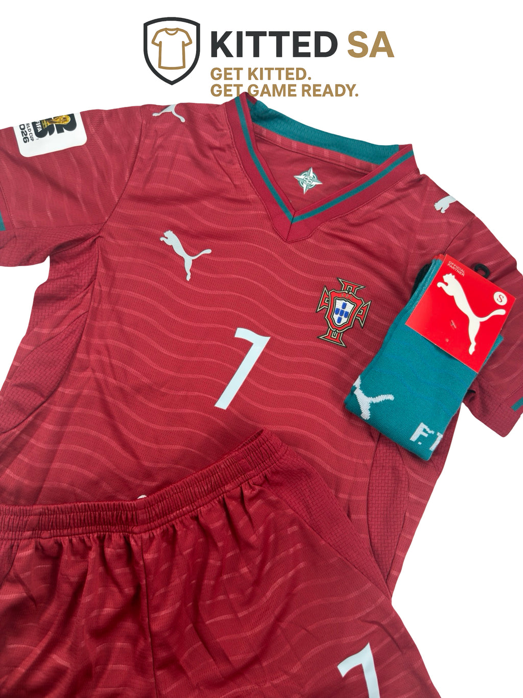 Portugal 2026 Ronaldo World Cup Kids Kit with Shorts & Socks