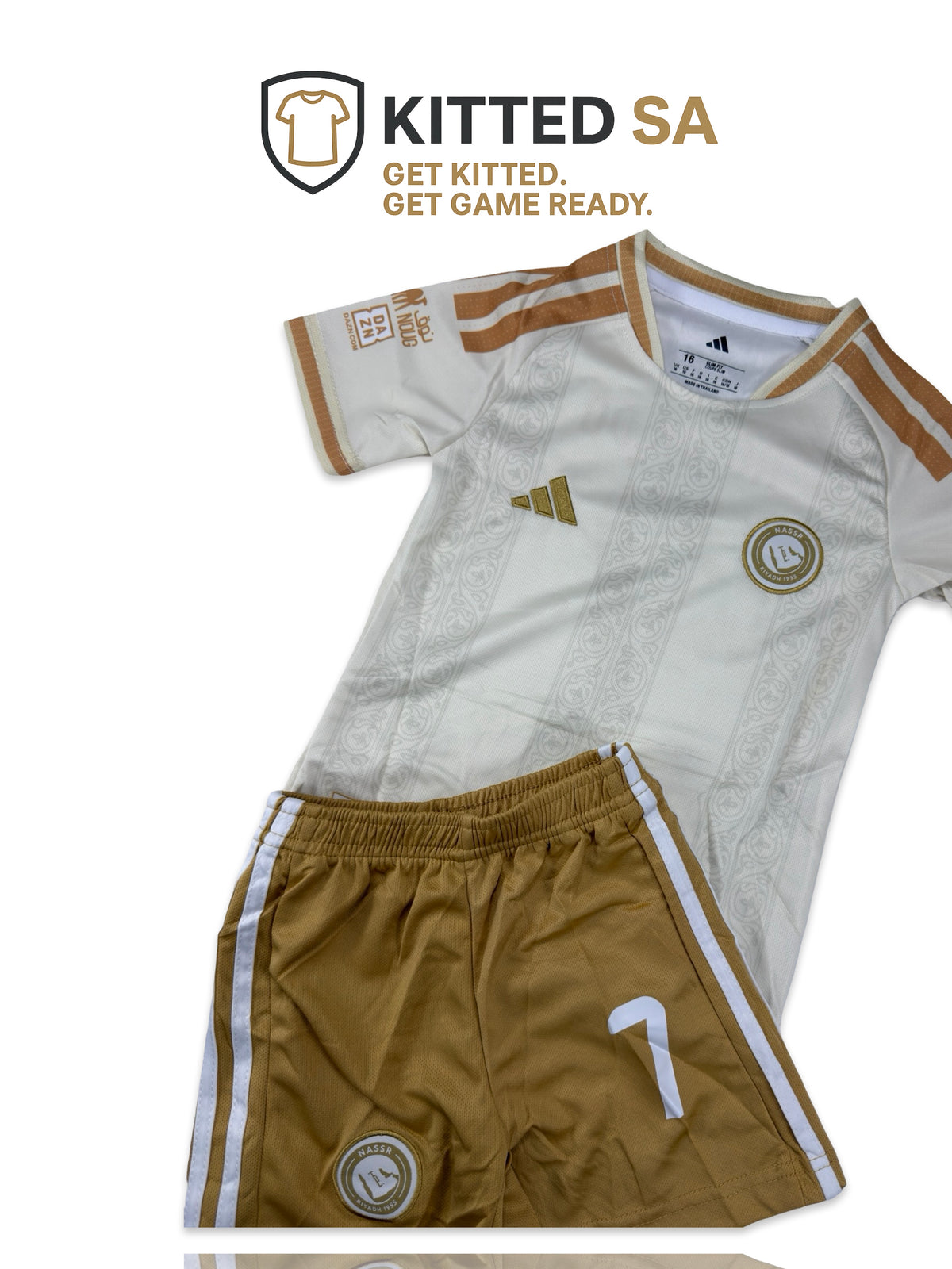 Al Nassr Limited Edition White Ronaldo Kids Kit with Shorts