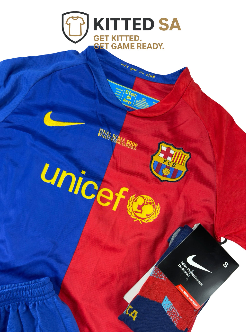 Barcelona 2009 Messi Champions League Final Kids Kit with Shorts & Socks