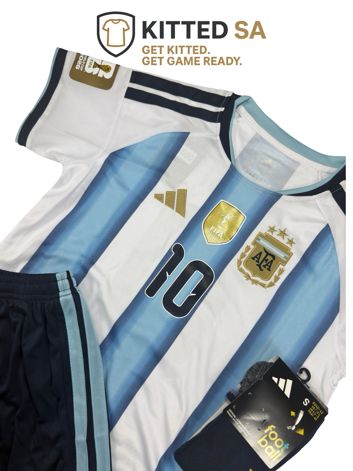 Argentina 2026 Messi World Cup Home Kids Kit with Shorts & Socks