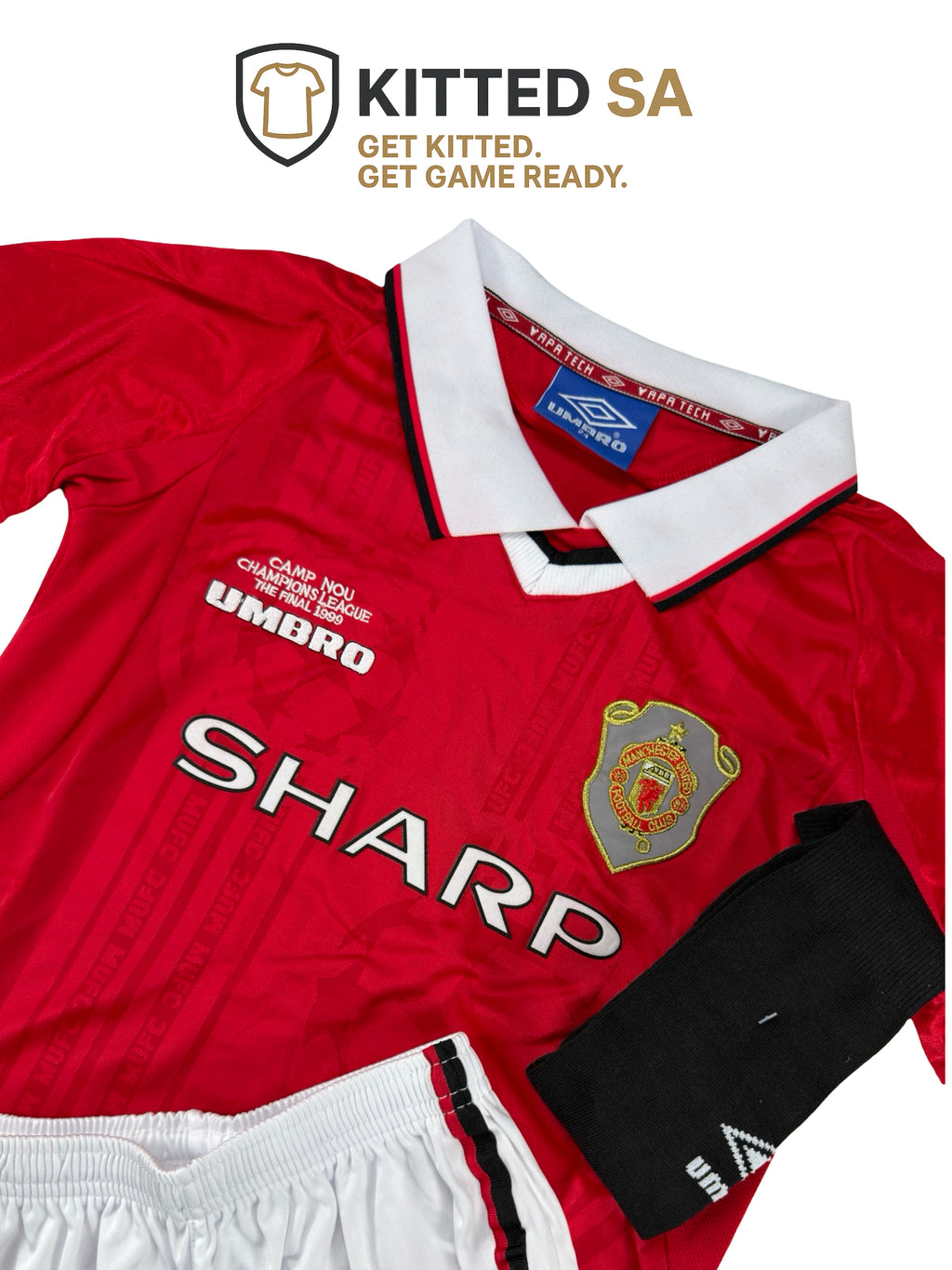 Manchester United 1999 Champions League Final Kids Kit with Shorts & Socks