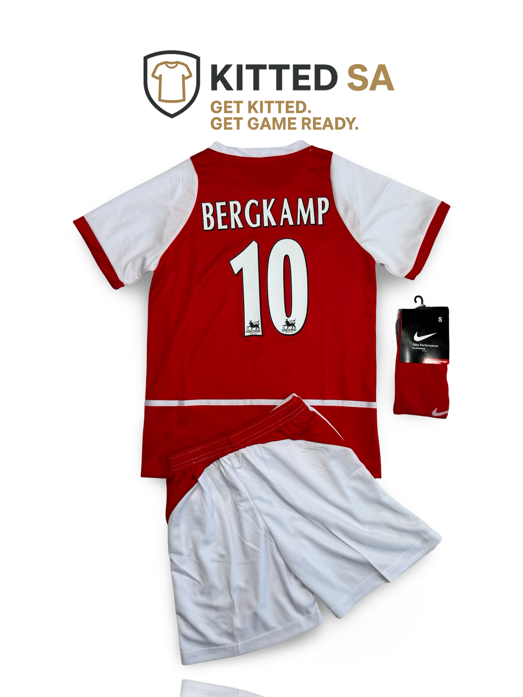 Arsenal 2003/04 Bergkamp Invincibles Home Kids Kit with Shorts and Socks