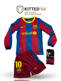Barcelona 2010/11 Messi Home Long Sleeve Kids Kit with Shorts and Socks