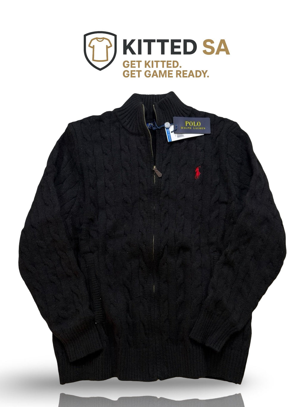 Polo Ralph Lauren Cable Knit Full-Zip Sweater – Black