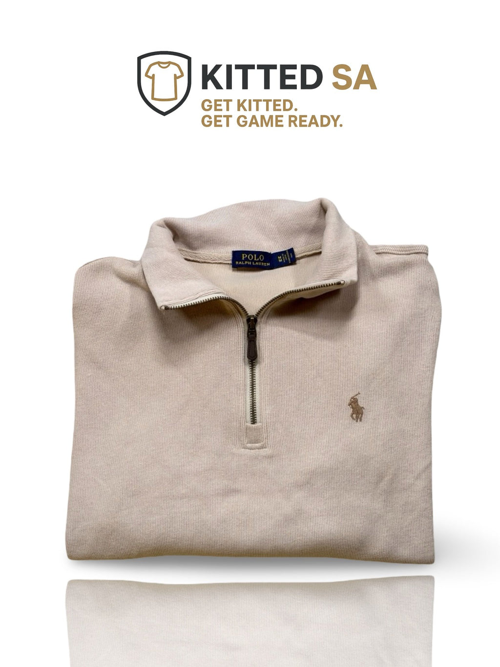 Polo Ralph Lauren Cotton 3/4 Zip Sweater – Beige