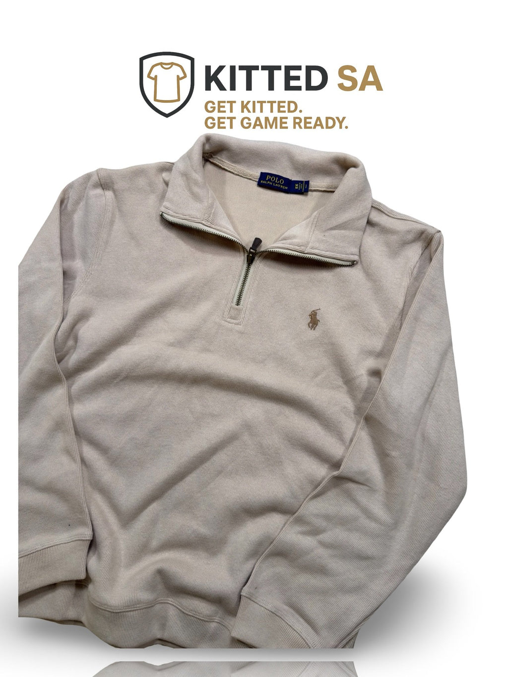 Polo Ralph Lauren Cotton 3/4 Zip Sweater – Beige