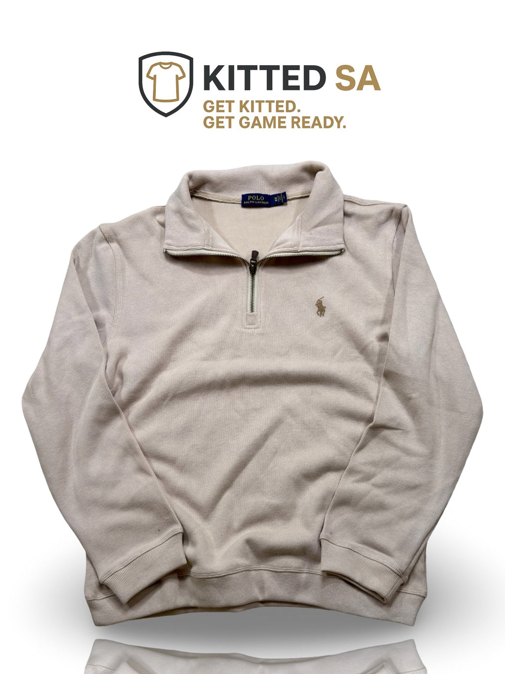 Polo Ralph Lauren Cotton 3/4 Zip Sweater – Beige
