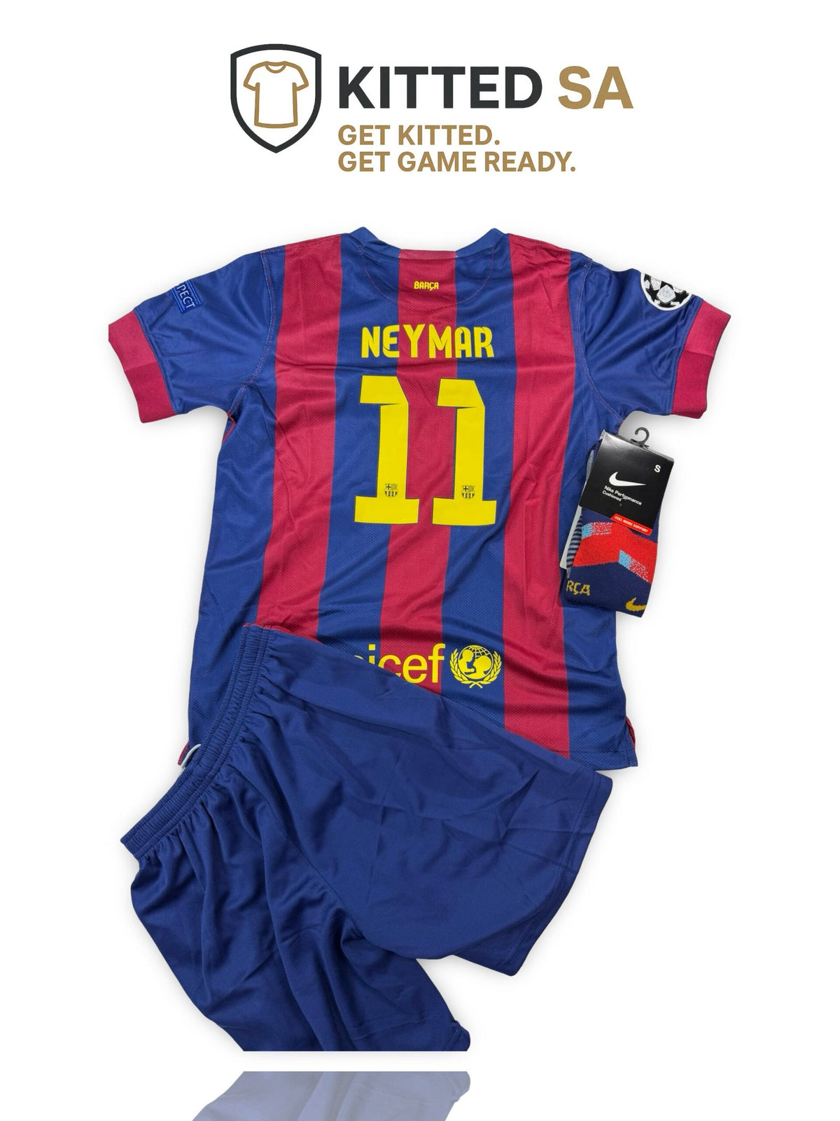 Barcelona 2015 Neymar Final Home Kids Kit with Shorts and Socks