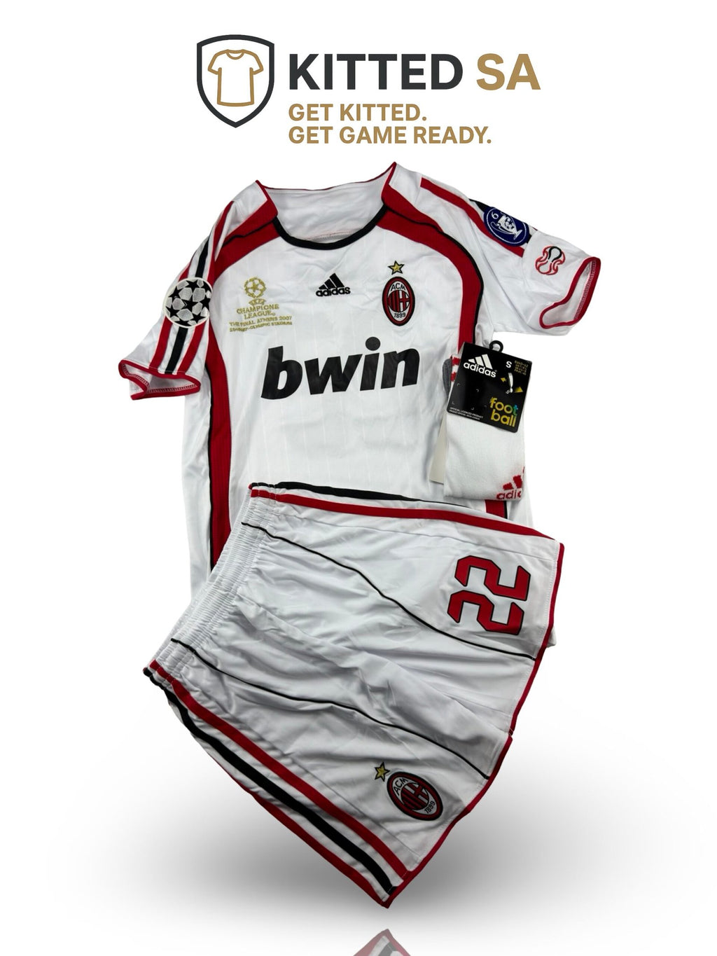 AC Milan 2007 Kaká Final Away Kids Kit with Shorts and Socks