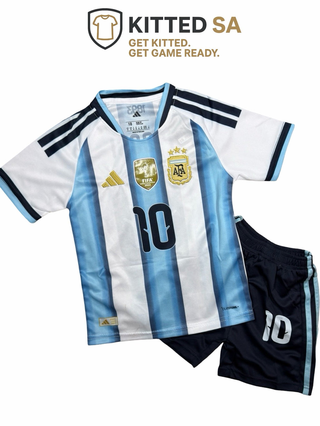 Kids Argentina Messi Home Kit With Shorts