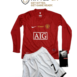 Manchester United 2008 Champions League Final Ronaldo Long Sleeve Kids Kit with Shorts and Socks