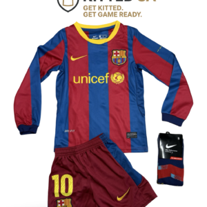 Barcelona 2010/11 Messi Home Long Sleeve Kids Kit with Shorts and Socks